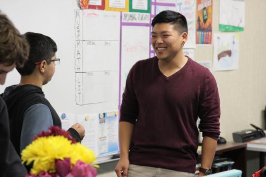 teacher with student
